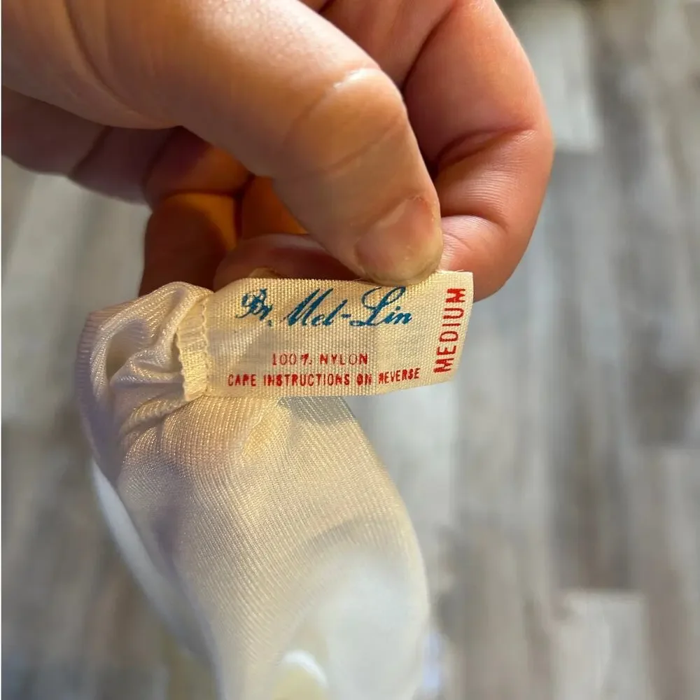 Vintage By McLin White Nylon Slip Skirt Lace Hem 36” Long Coquette Medium - Picture 6 of 8